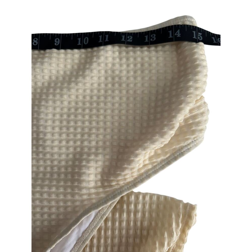 NWOT SweatyRocks Beige 3 Pc Texture Halter Tie Bikini Drawstring Skirt Large - Picture 9 of 11